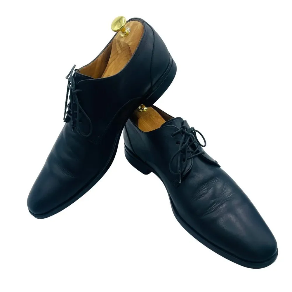 HUGO BOSS Men's Black Leather Lace Up Oxford Dress Shoes US 8